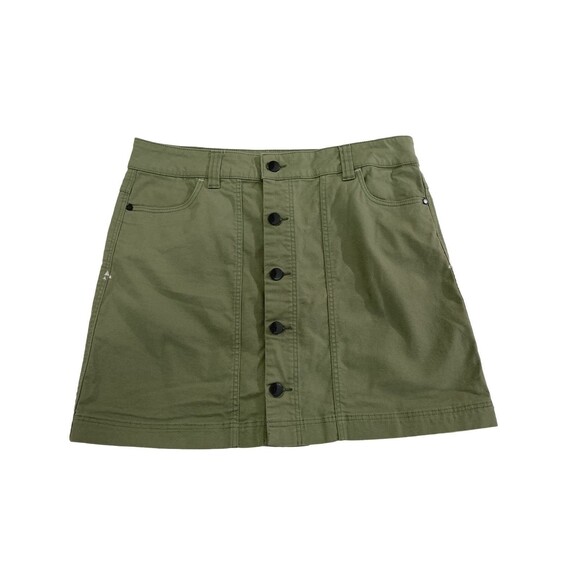Stio Skirt Women’s 10 Green Ralston Canvas Mini Button Front Casual Outdoor - Picture 1 of 7